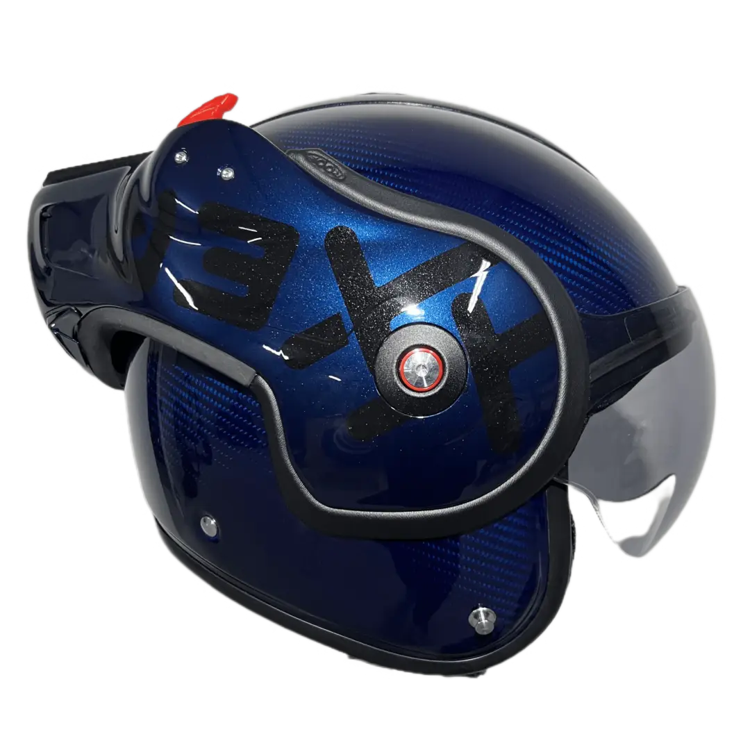 Roof RO9 Boxxer Carbon Mono Blauw motorhelm met full carbon constructie en opvallende blauwe afwerking