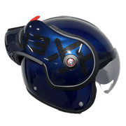 Roof RO9 Boxxer Carbon Mono Blauw motorhelm met full carbon constructie en opvallende blauwe afwerking
