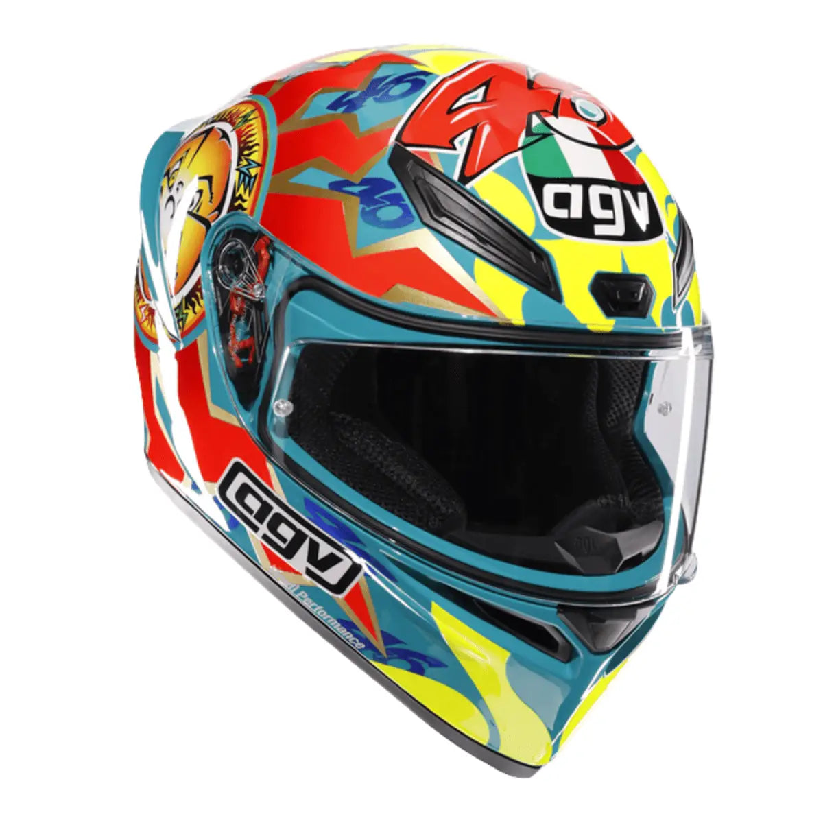 AGV K1 S Rossi Mugello 1999 motorhelm met iconisch ontwerp en race-inspiratie.