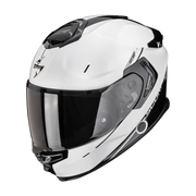 Scorpion EXO-GT SP Air Asphalt Pearl White Black motorhelm met rood vizier, schuin vooraanzicht