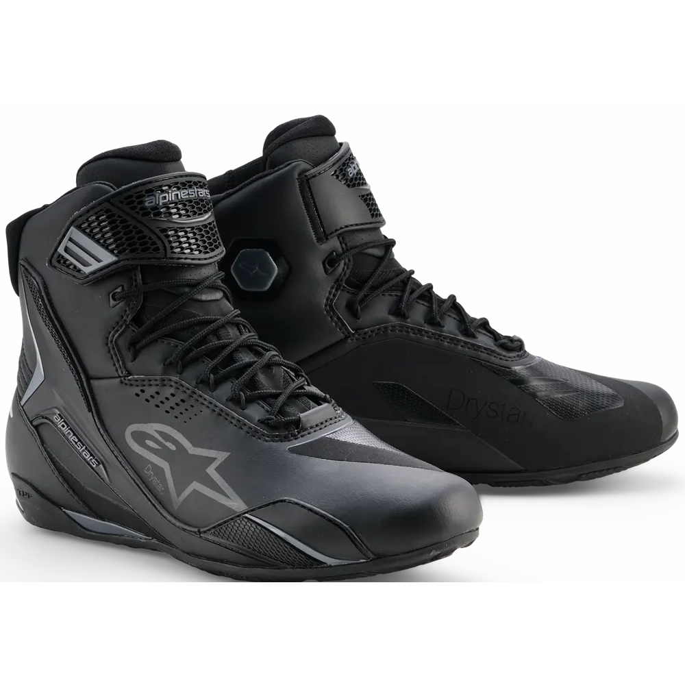 Alpinestars Faster 4 Drystar motorschoenen – zwart-grijs frontal view