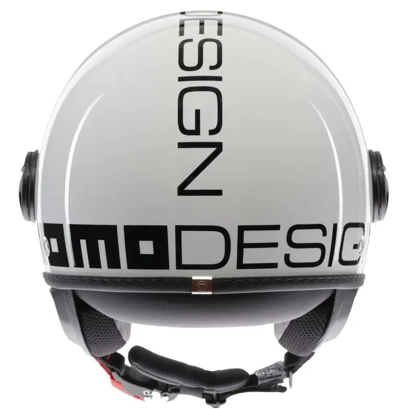 Momo FGTR Classic jethelm in Glossy White Black met breed vizier en elegante retro-look.