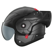Roof RO9 Boxxer 2 motorhelm in Kendo Matt Black met stalen accenten, modern design en veelzijdige functies.