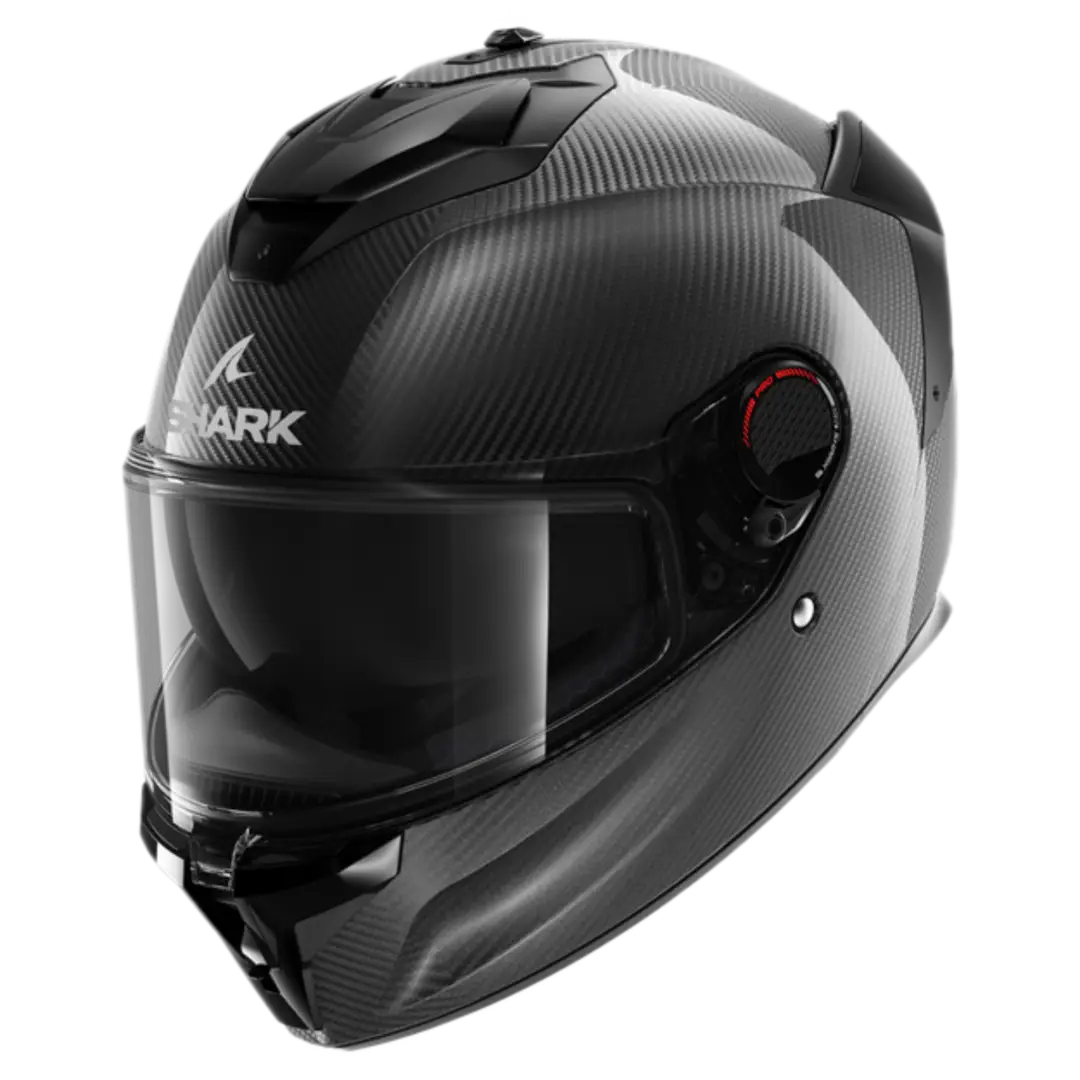 Shark Spartan GT Pro Carbon Skin motorhelm in Carbon Anthracite met premium carbonvezel ontwerp en geavanceerde functies.