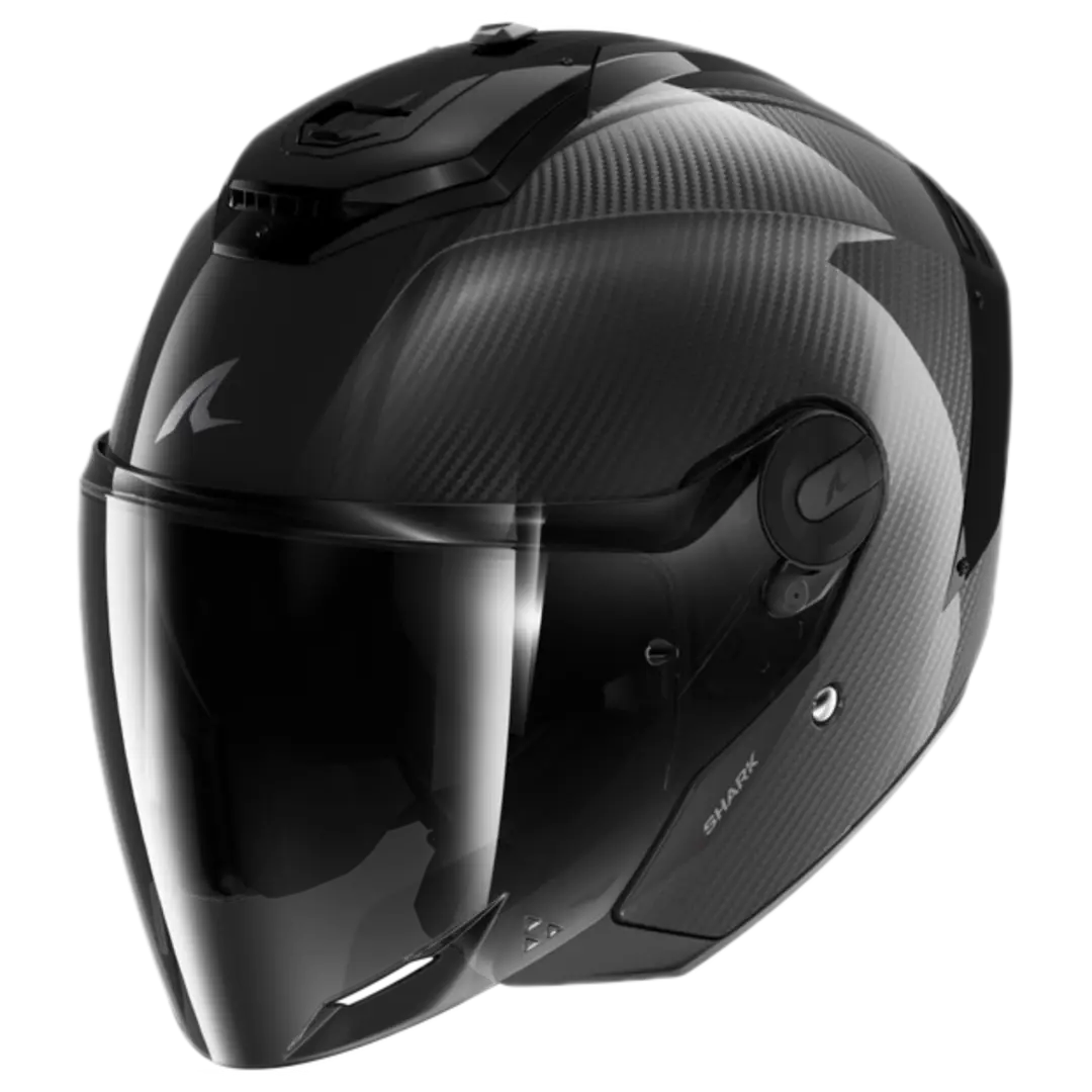 Shark RS Jet Carbon Skin motorhelm in Black Carbon met lichtgewicht design en brede zichtmogelijkheden.