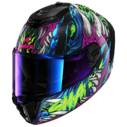 Shark Spartan RS Shaytan motorhelm in Black Green Violet met modern design en hoogwaardige bescherming.