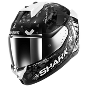 Shark Skwal i3 motorhelm Hellcat Black Chrom Silver met geïntegreerde LED-verlichting en sportief design.
