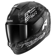 Shark Ridill 2 Molokai motorhelm in Mat Black White Silver met geïntegreerd zonnevizier en modern design.