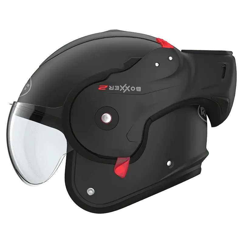 Roof Boxxer RO9 2 motorhelm in mat zwart met geavanceerd design en dubbele homologatie.