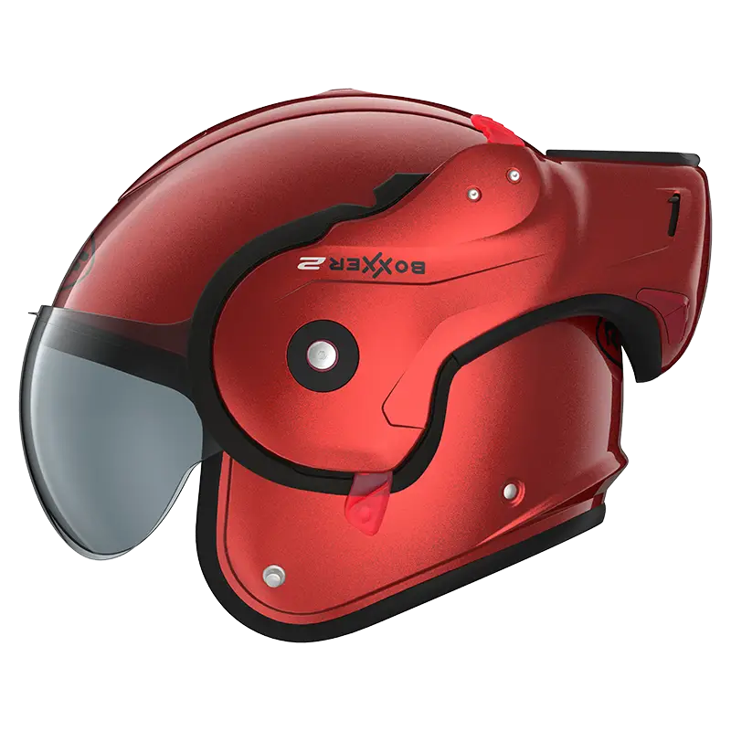 Roof RO9 Boxxer 2 Red motorhelm met modulaire functionaliteit en gedurfde rode afwerking