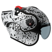 Roof Boxer V8 Alpha Blackstar White 22-06 motorhelm met modulaire functionaliteit en zwart-witte afwerking