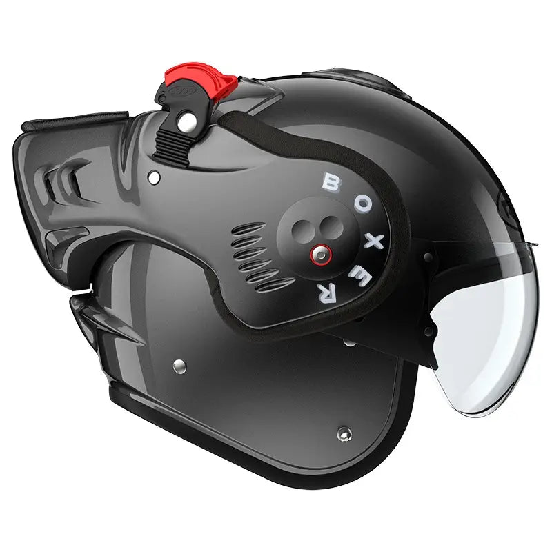 Roof Boxer V8 Alpha motorhelm in Metal uitvoering, modern design met veelzijdige functies en flip-over systeem.