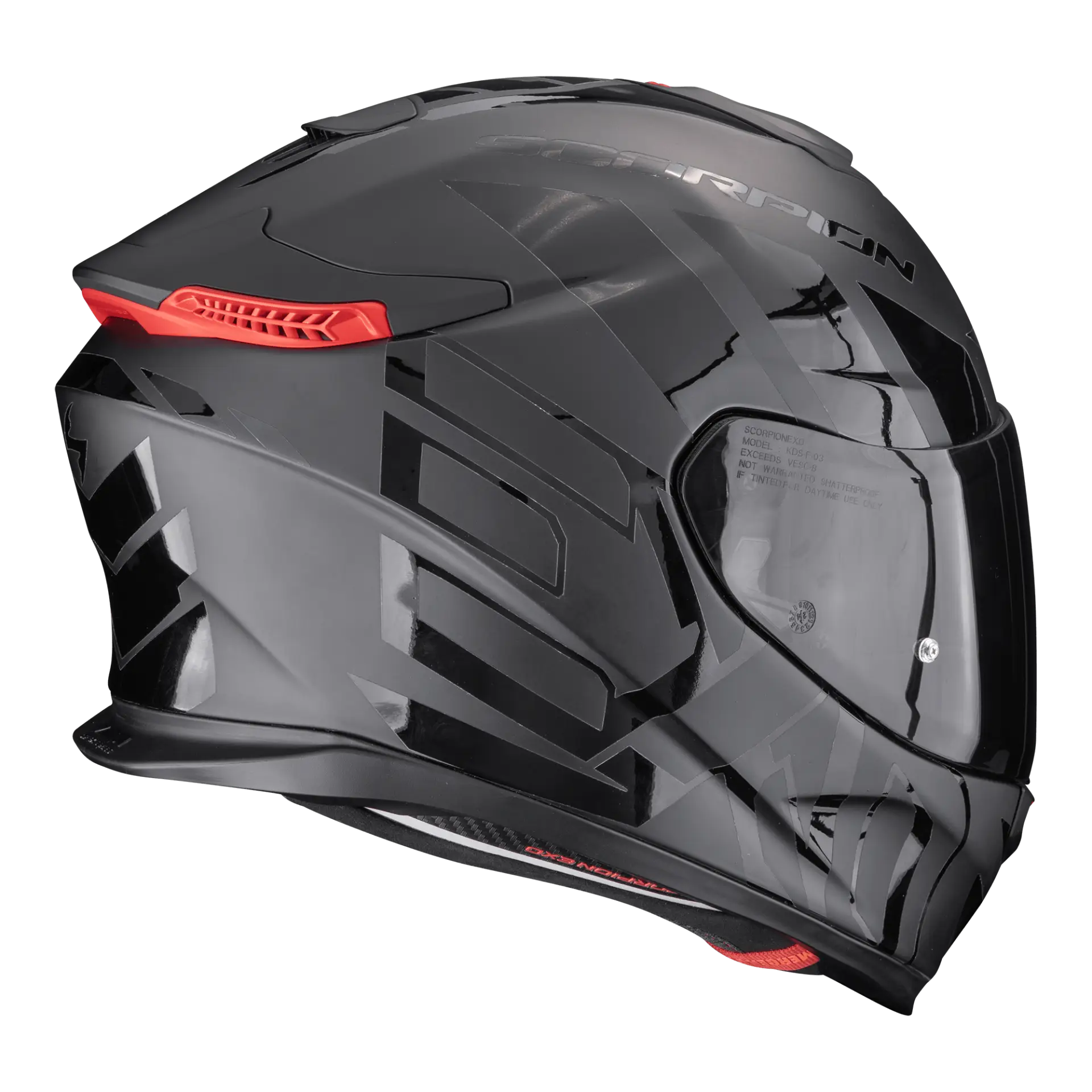 Scorpion EXO-GT SP Air Noble Matt Black Black motorhelm, zijaanzicht met Scorpion EXO-logo