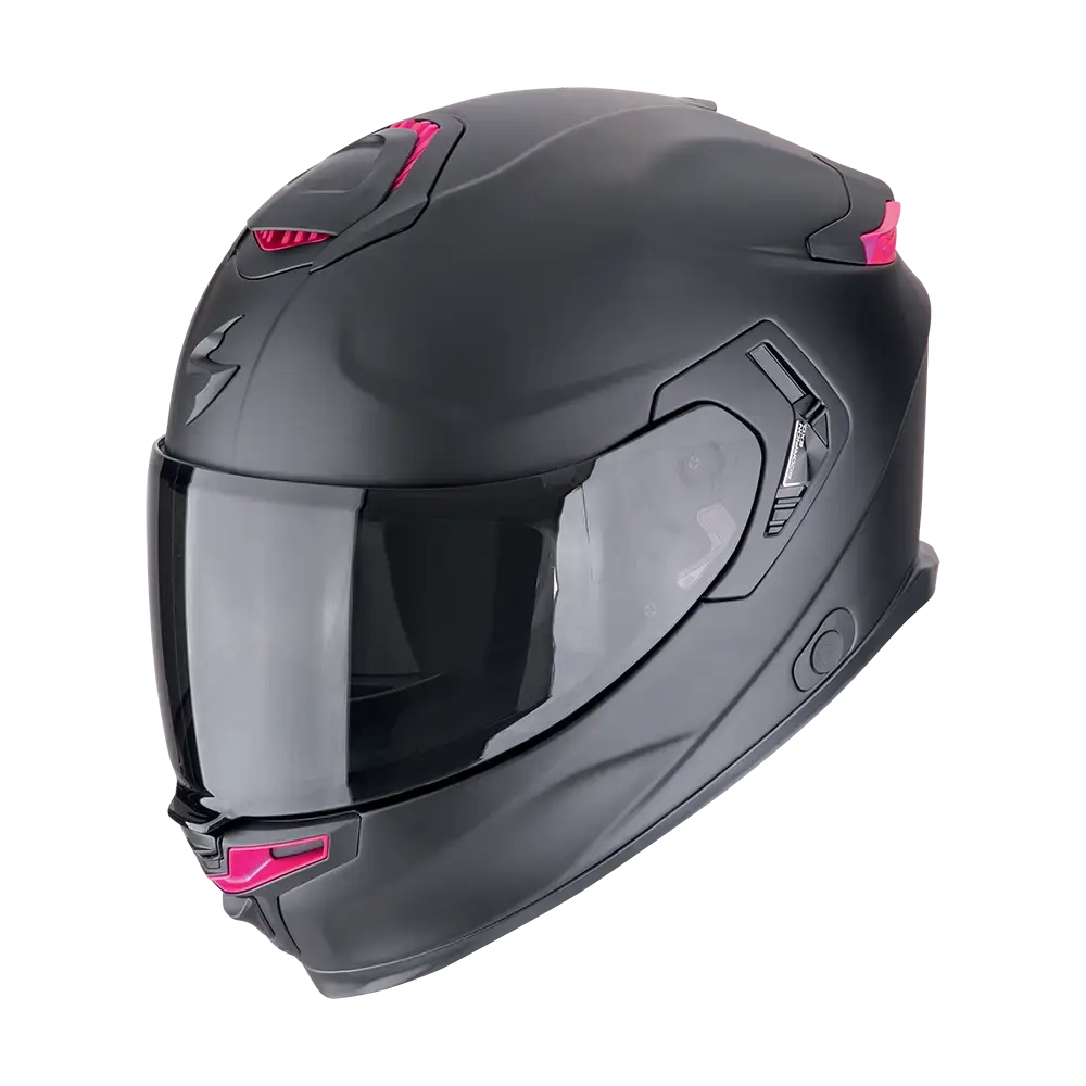 Scorpion EXO-GT SP Air Solid Matt Black Pink motorhelm met matzwarte afwerking en roze details